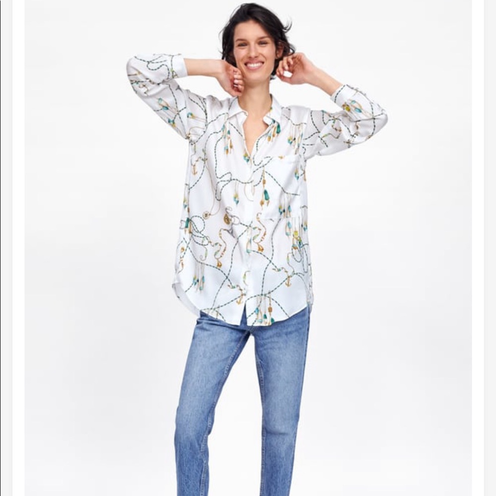 Zara Printed Long Sleeve Shirt